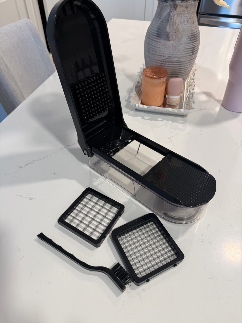 Vegetable / Fry Chopper with Interchangeable Blades - Black/Clear
